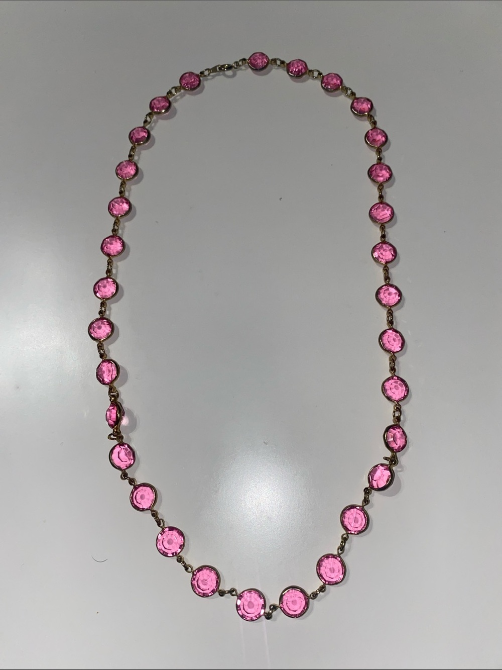 Pink and Gold Faceted Bead Necklace